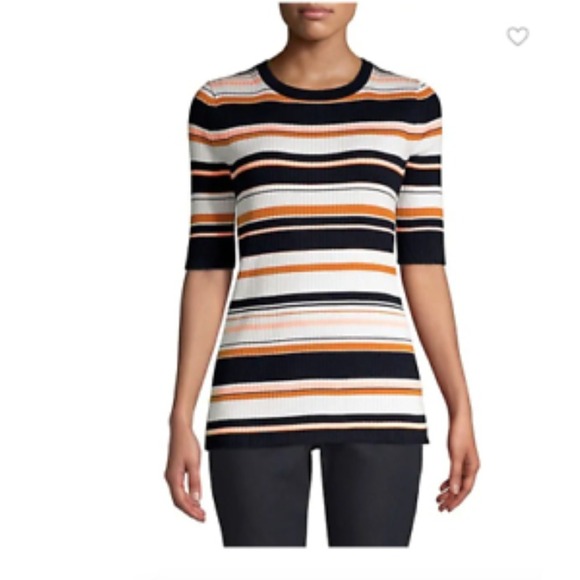 Lafayette 148 New York‎ Women Silk Blend Ribbed Shirt Size XL Striped Office Mod - Picture 2 of 11